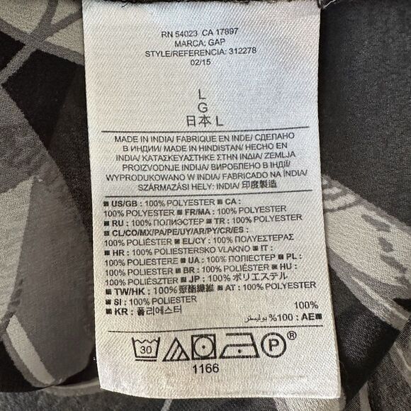 Banana Republic Sheer Short Sleeve Blouse Leaf Pattern Black Women’s Size Large - Picture 6 of 12